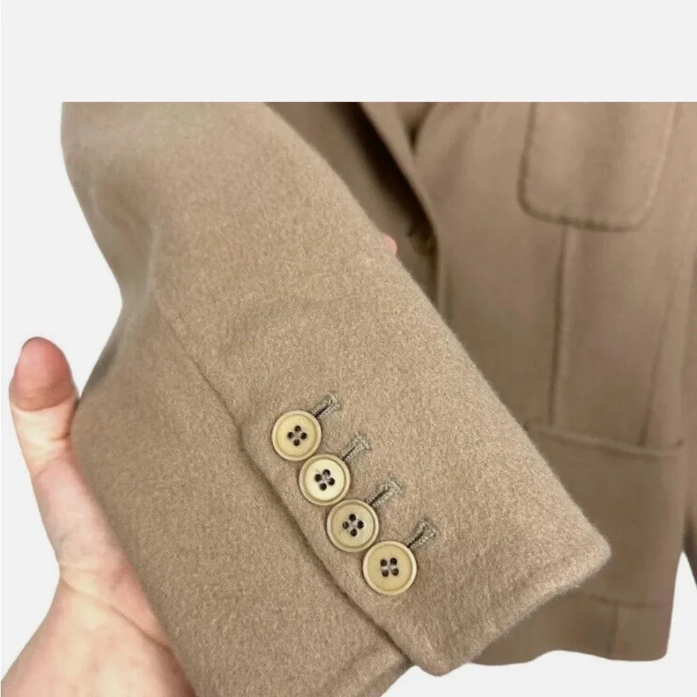 Talbots Soft Brushed Wool Camel Tan Unlined Blazer - image 3